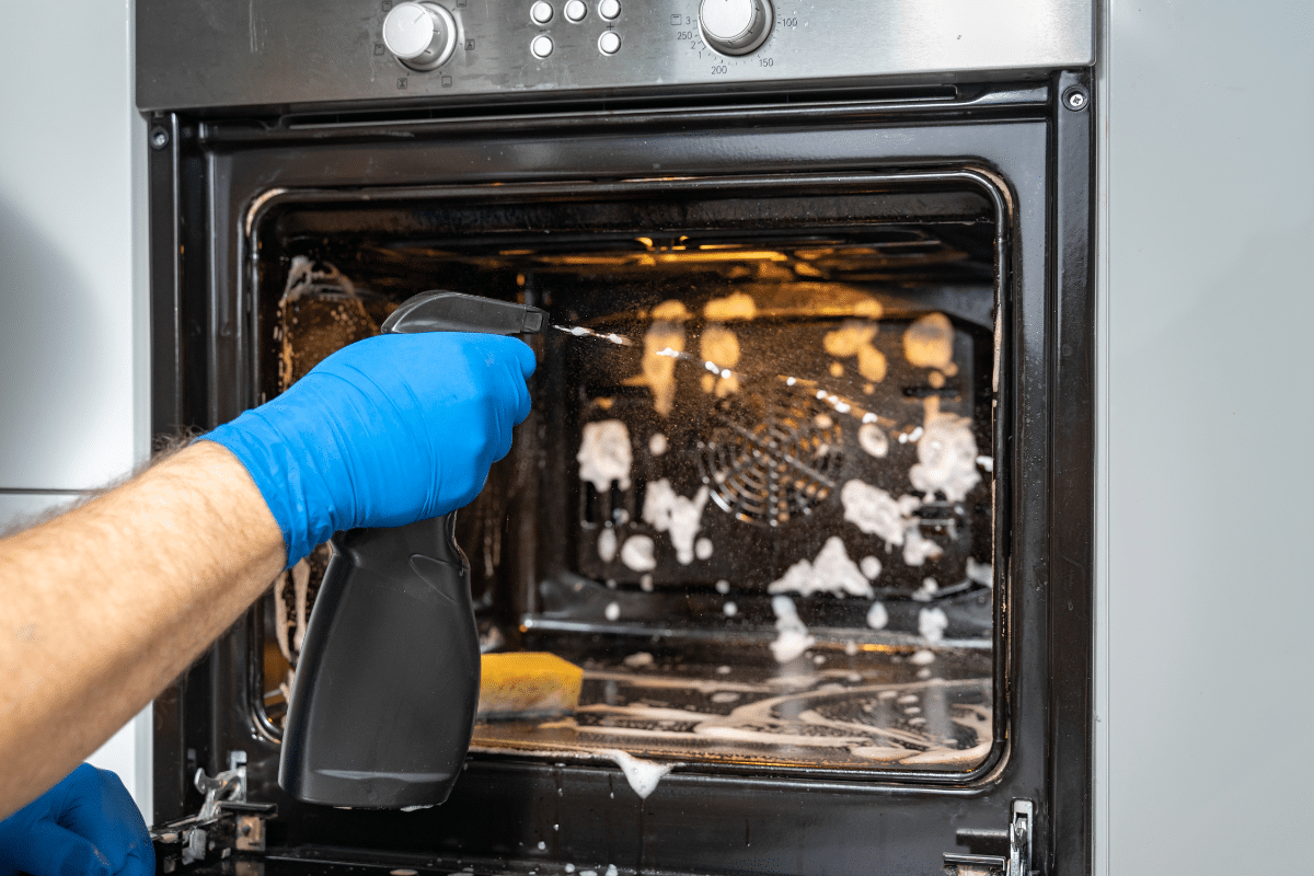 how to clean food debris from oven